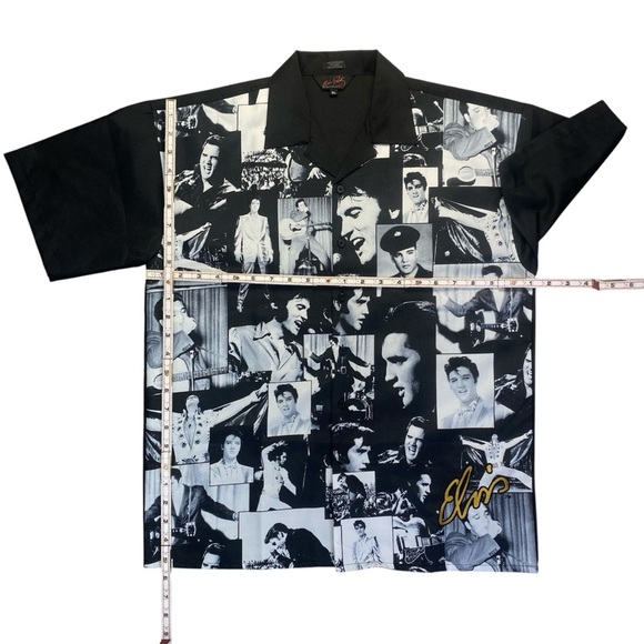 Elvis Presley Collage Shirt XL Black & White Photo Print Button Front - Picture 11 of 11